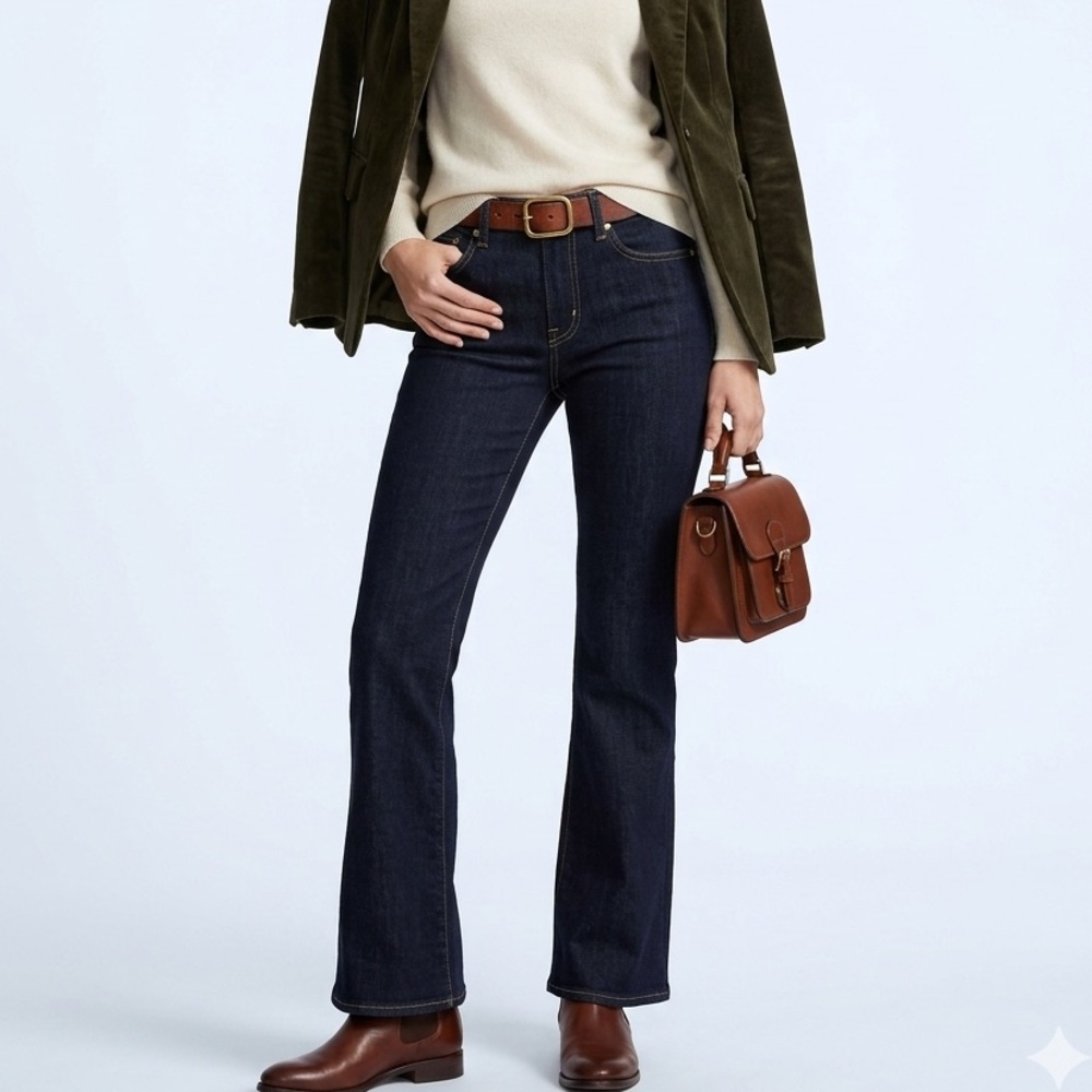 Fidelity Octavia Midrise Bootcut Dark Blue Jeans Size 26 Cotton